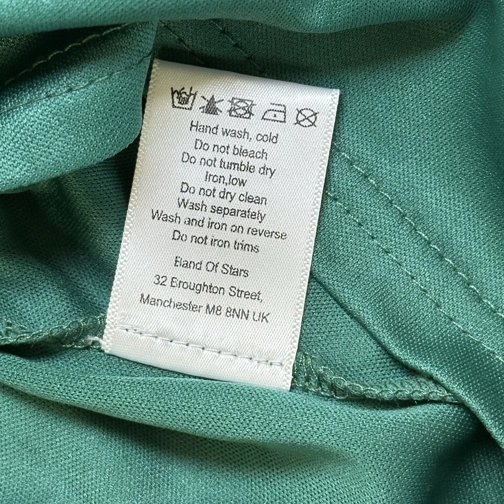 NWT Band Of Stars Fit & Flare Satin Mini Dress Emerald Green Empire Waist Size 8 - Picture 7 of 9